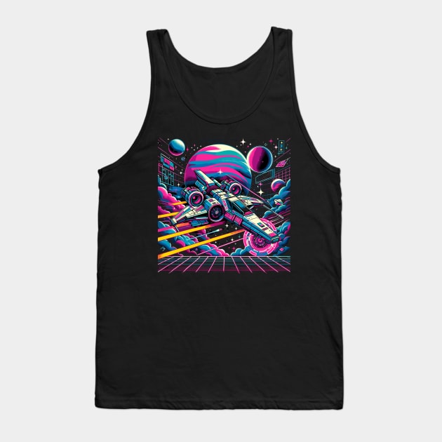 Neon Cosmos: 80s Sci-Fi Space Adventure Tank Top by Graphic Wonders Emporium